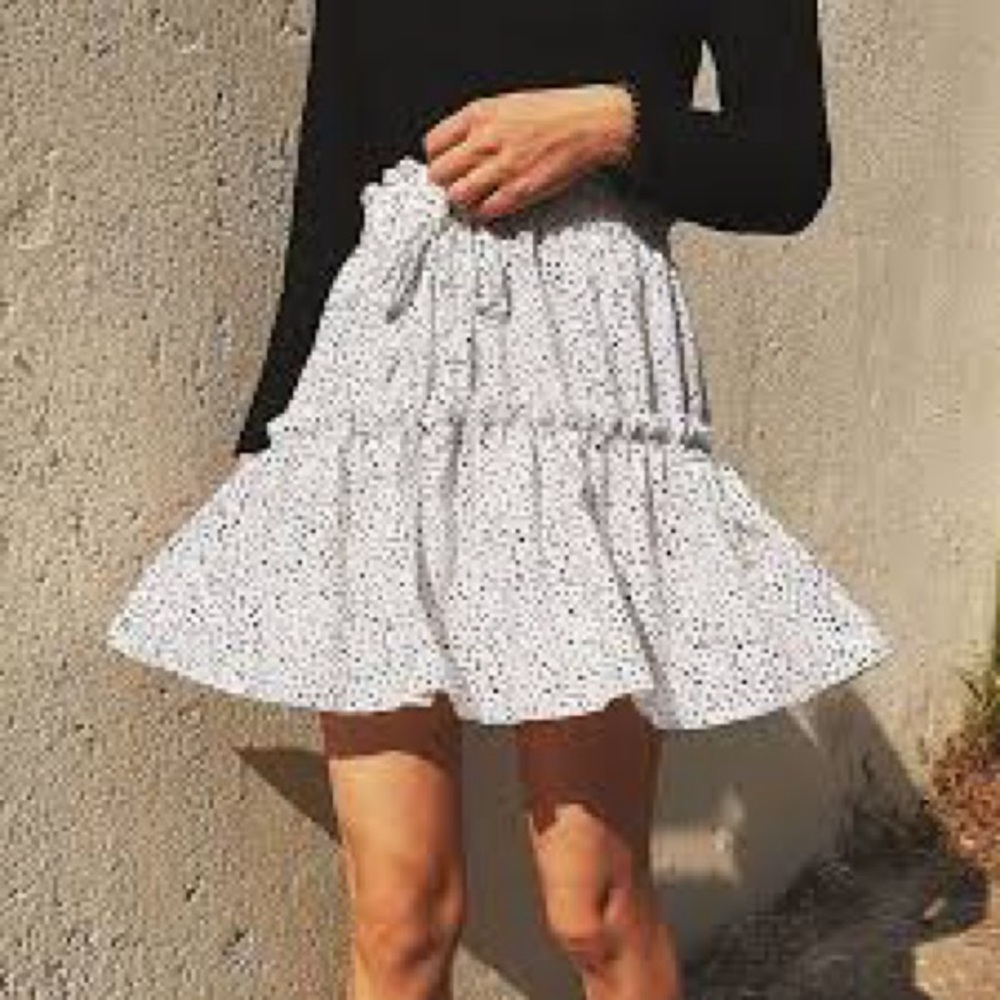 Elegant White Polka Dot Skirt